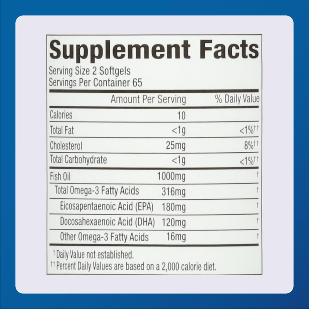 MAJOR Fish Oil 130-count bottle in a 3-pack packaging display