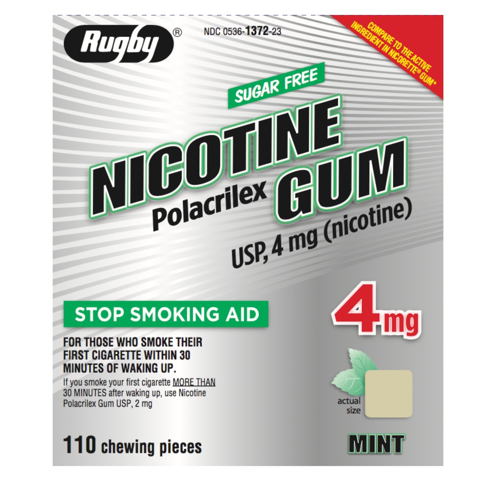 MAJOR Nicotine Gum Rugby Mint 110-count pack to curb cravings on the go.
