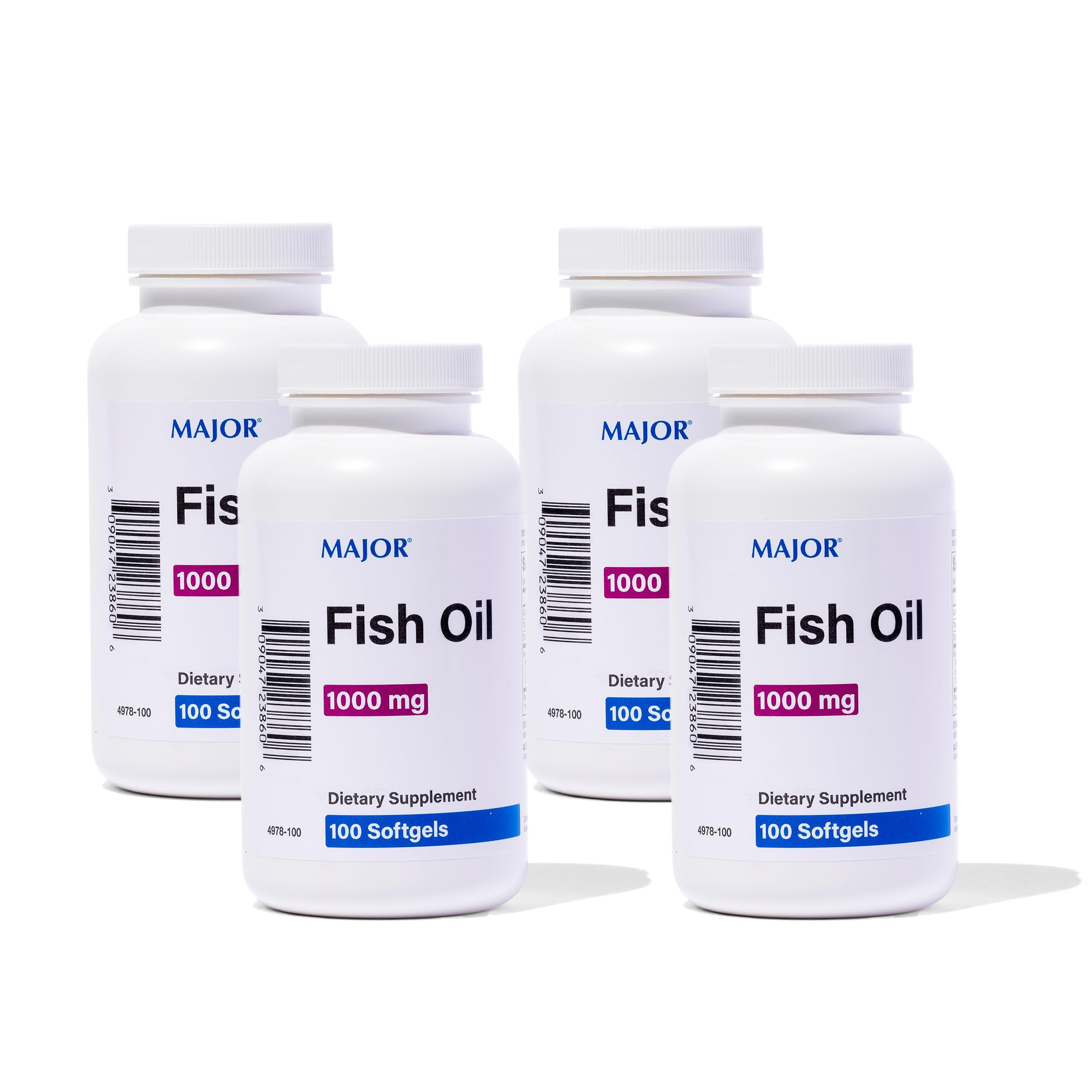 MAJOR Omega-3 bottle front shows 1000 mg softgels for daily use.