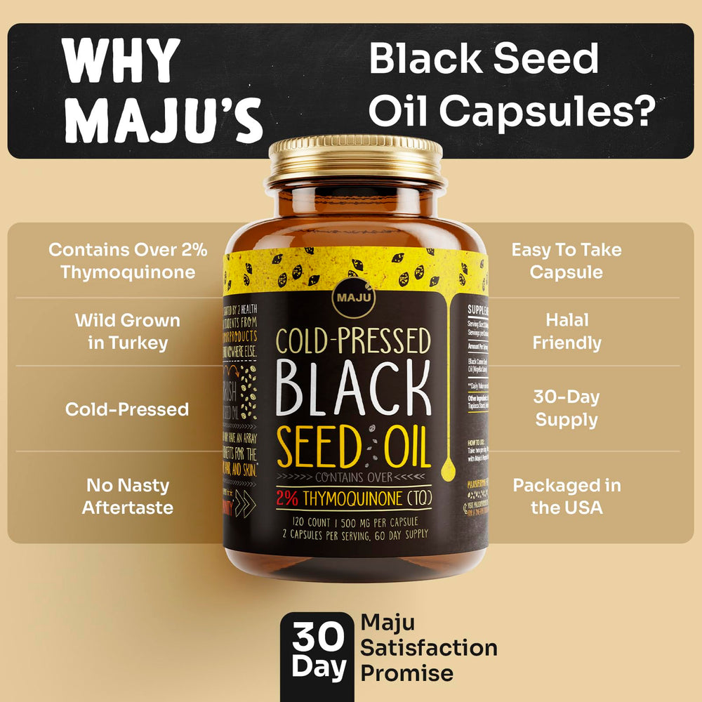 Maju capsules pouring into hand for easy daily dosing.