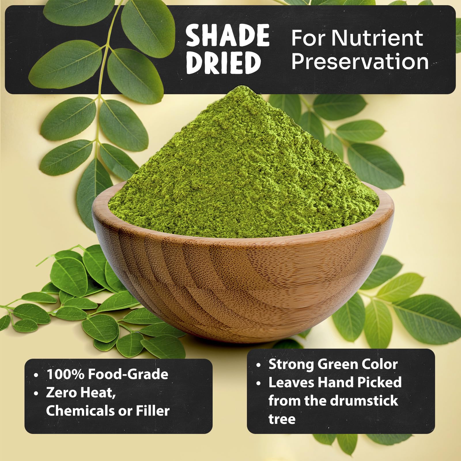 Smoothie blend with MAJU Moringa Powder displays vibrant color and nutrition boost
