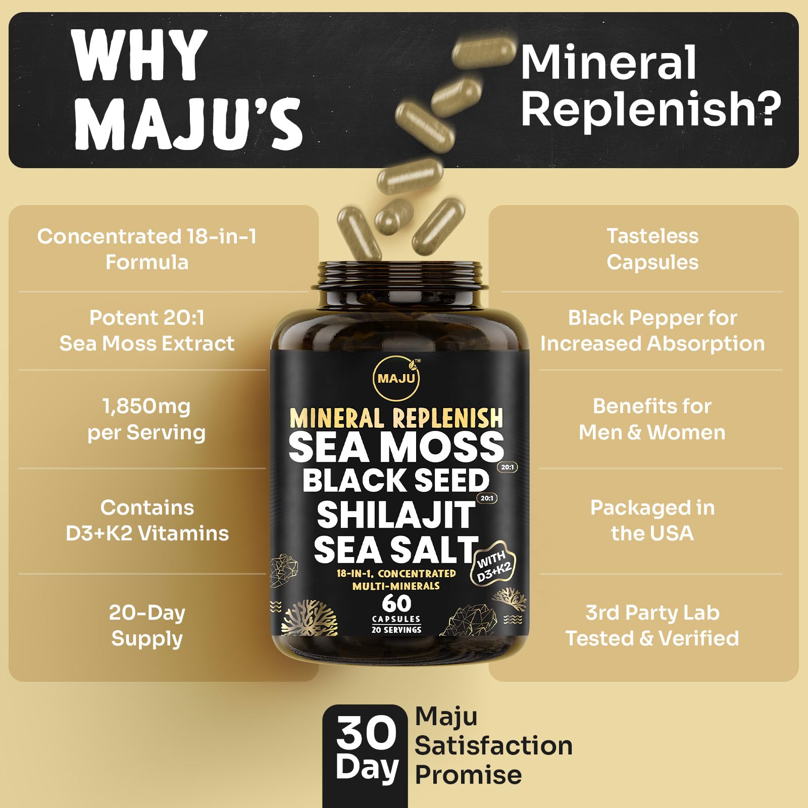 Maju Superfoods fulvic acid minerals bottle close-up.