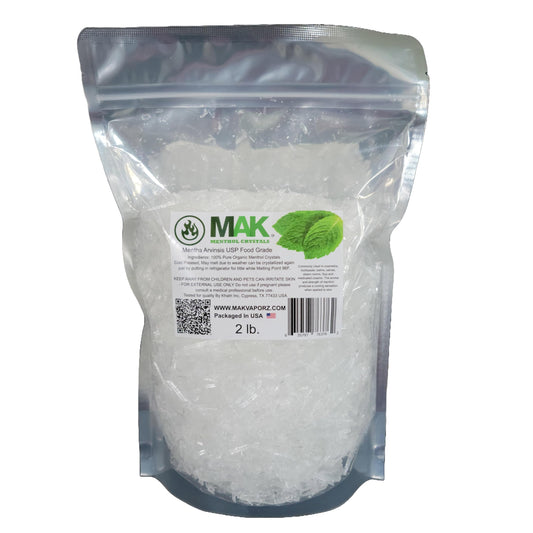 MAK Menthol Crystals packaging in a resealable pouch for freshness