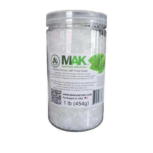 Mak Menthol Crystals jar closeup with pure aroma