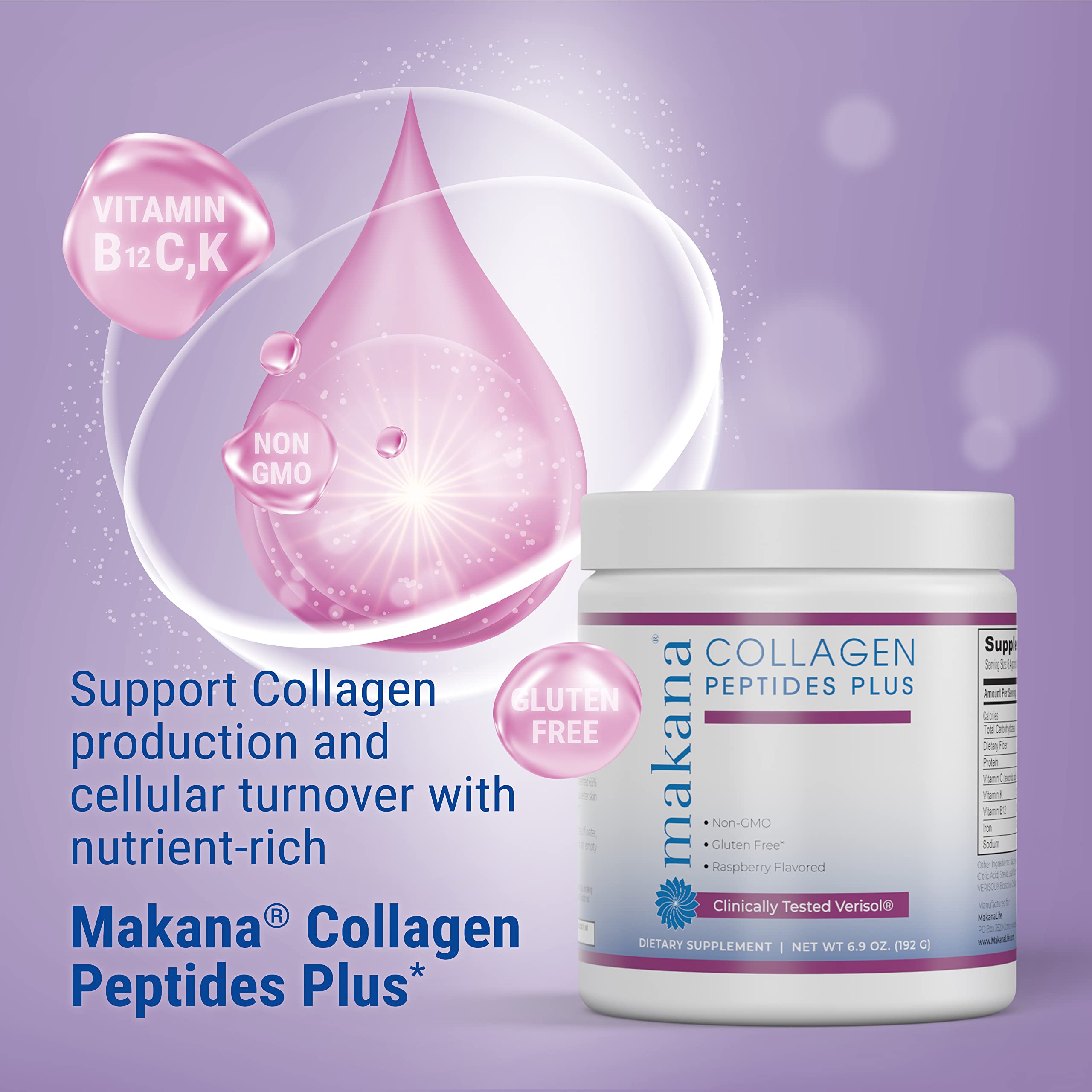 Vitamin C and Hyaluronic Acid icons beside Makana jar