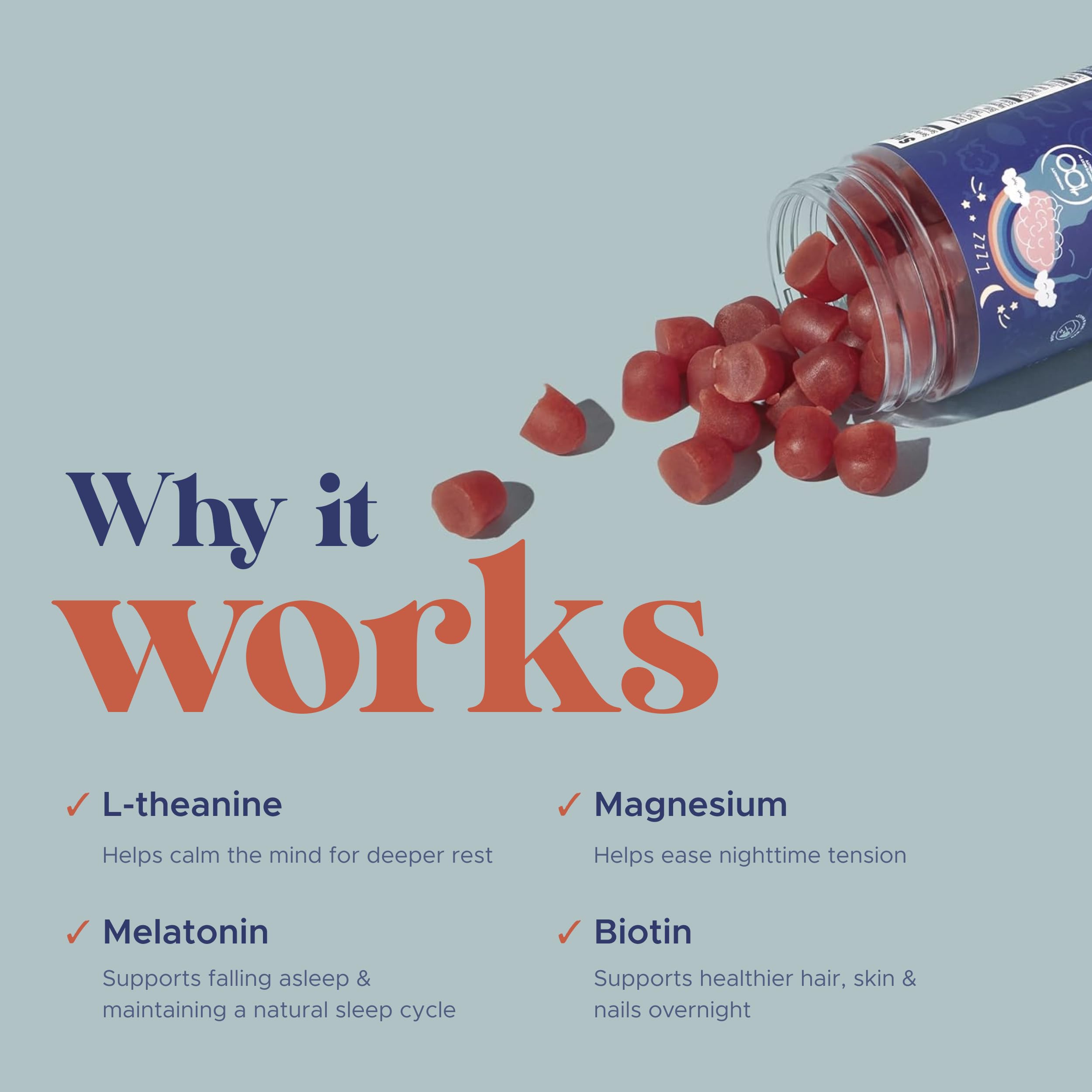 MAKE TIME Beauty Sleep Gummies gummy close-up highlighting texture and melatonin content.