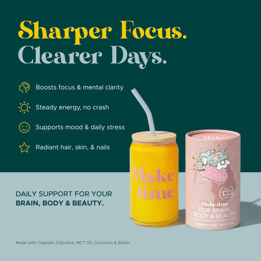 MAKE TIME Brain Health Powder Cognizin close-up for cognitive support.