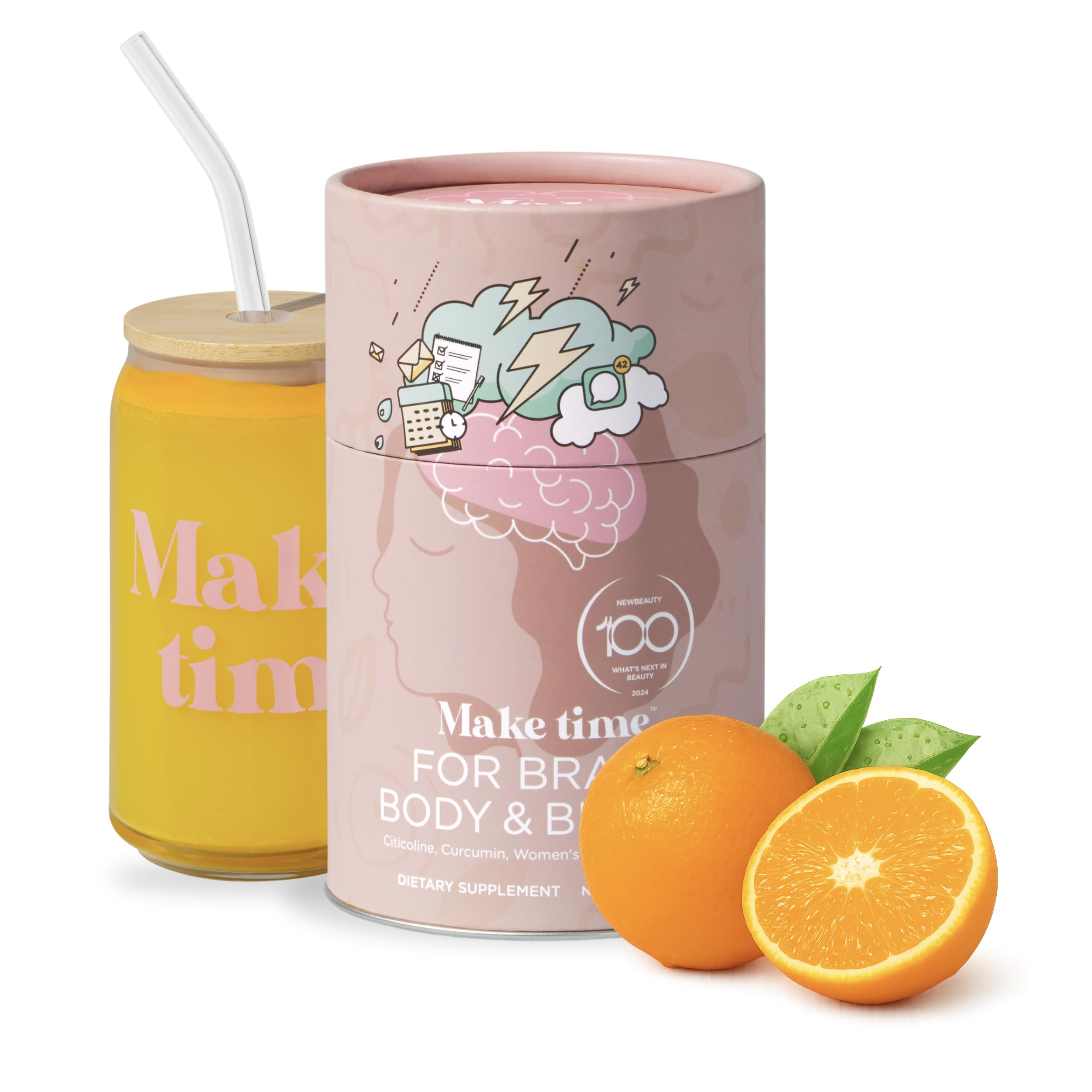 MAKE TIME Brain Health Powder front label ready for daily focus.