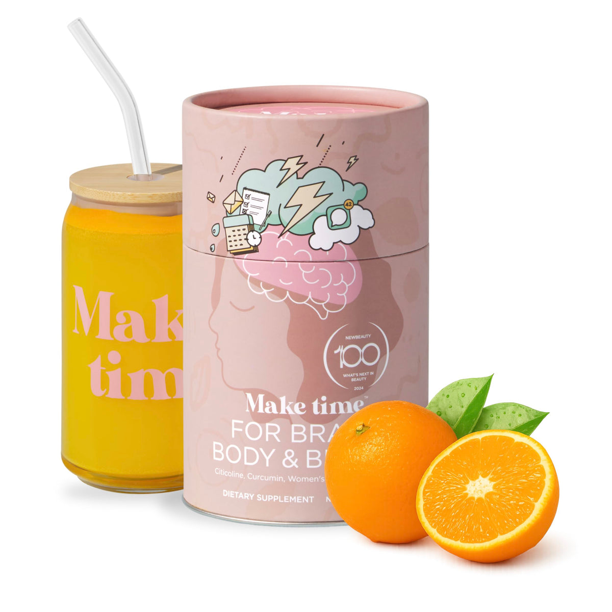 MAKE TIME Brain Health Powder front label ready for daily focus.