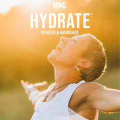 Make Wellness HYDRATED electrolyte balance concept emphasizes hydration support.