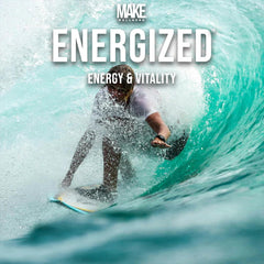 Make Wellness Energized peptide blend graphic emphasizing advanced science behind energy support.