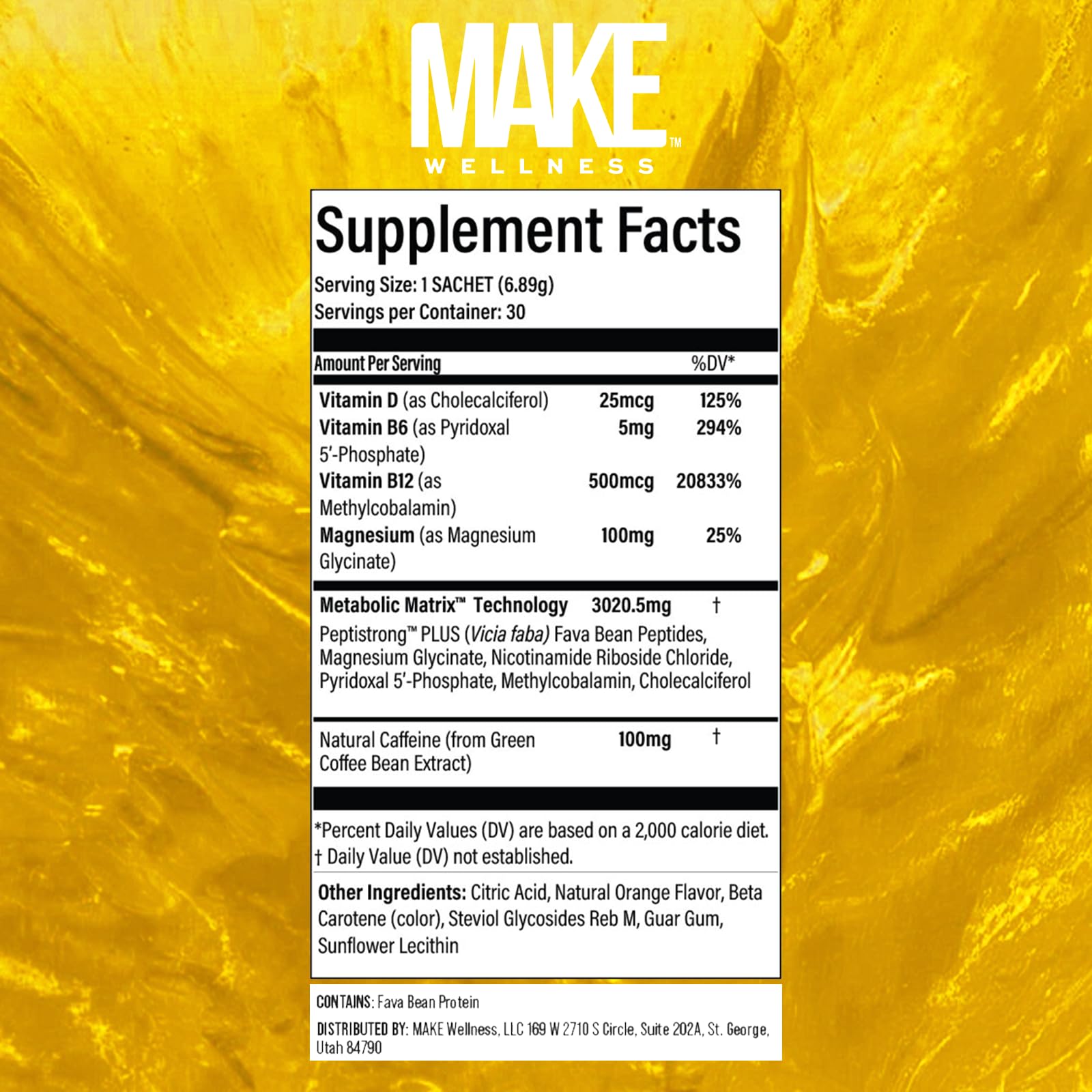 Make Wellness FIT Peptides orange-flavor powder delivers refreshing recovery taste.