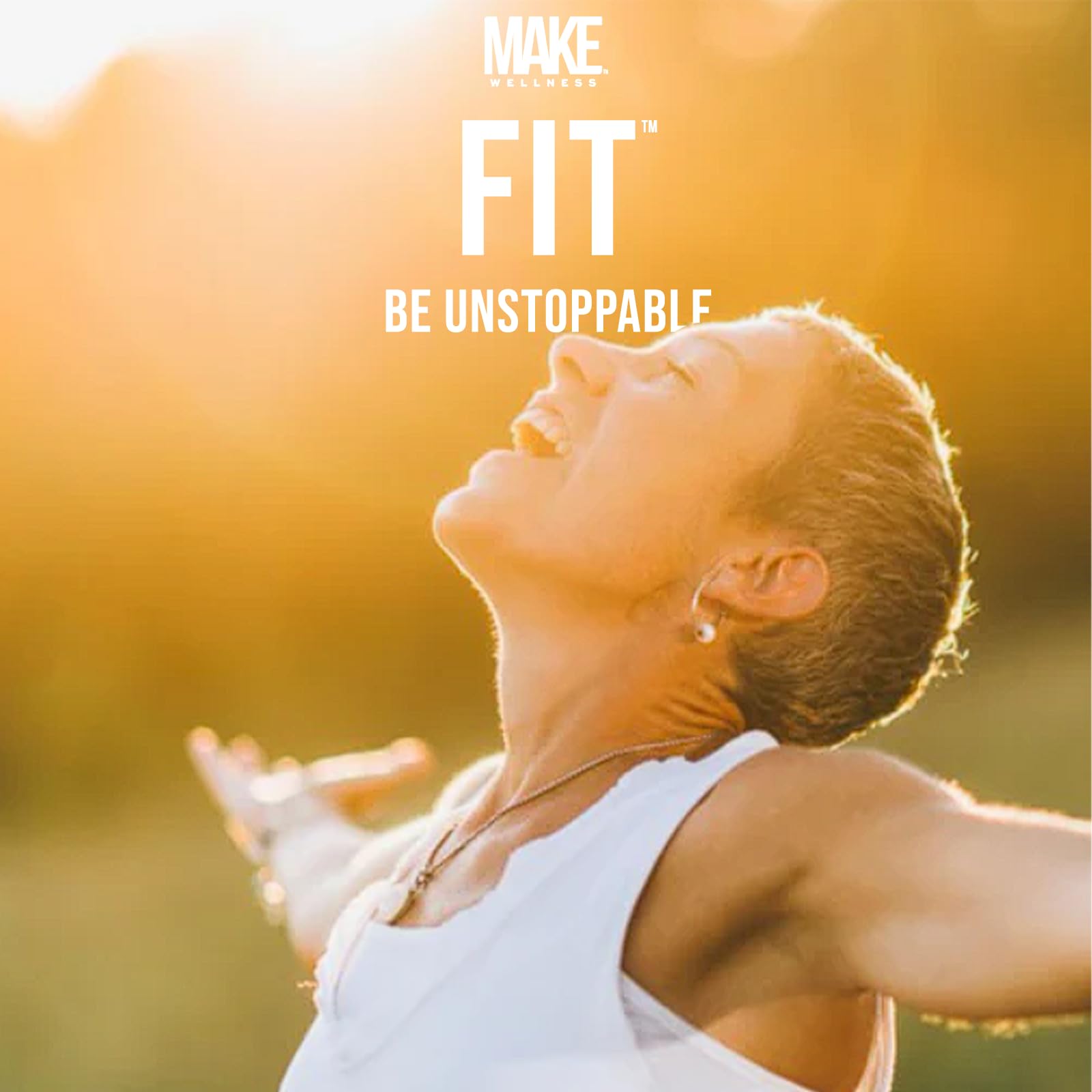 Make Wellness FIT Peptides powder close-up highlights clean formula for active lifestyles.