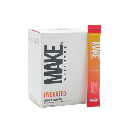 Make Wellness HYDRATED bottle pour offers refreshing daily hydration.