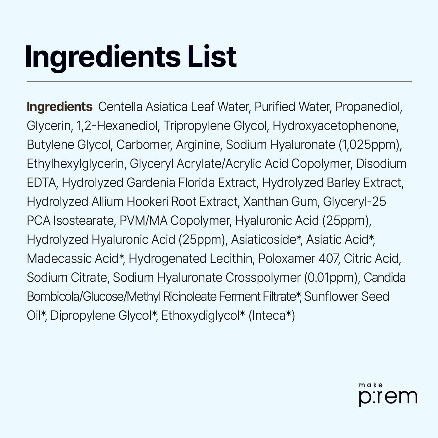 MAKE P:REM Hyal Inteca TECA ingredient feature close-up