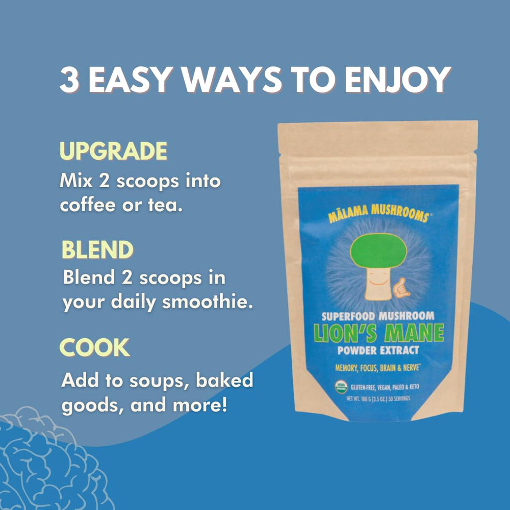 Malama Mushrooms Lion's Mane smoothie bowl for morning energy and clarity