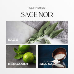 Malbella Essentials Sage Noire hand-poured coconut wax candle ready for cozy moments.
