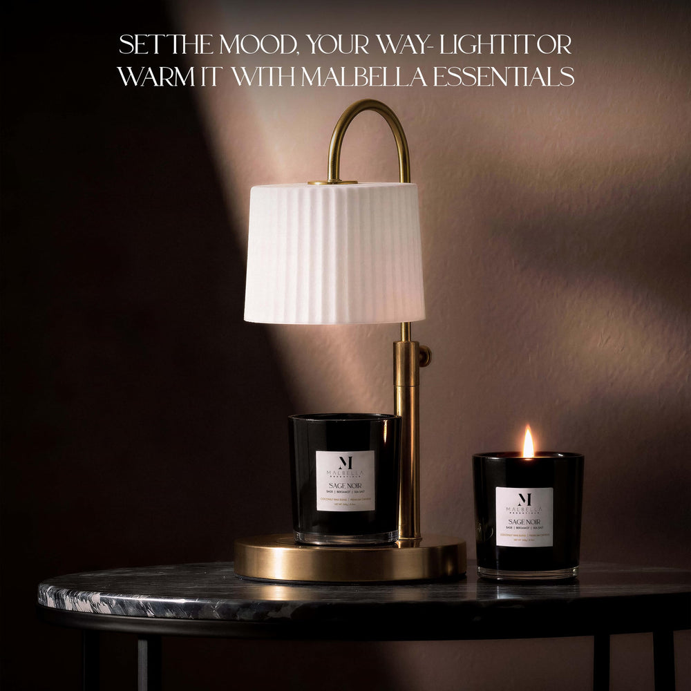 Malbella Essentials Rose Oud Amour candle suitable for flameless use with a warmer.