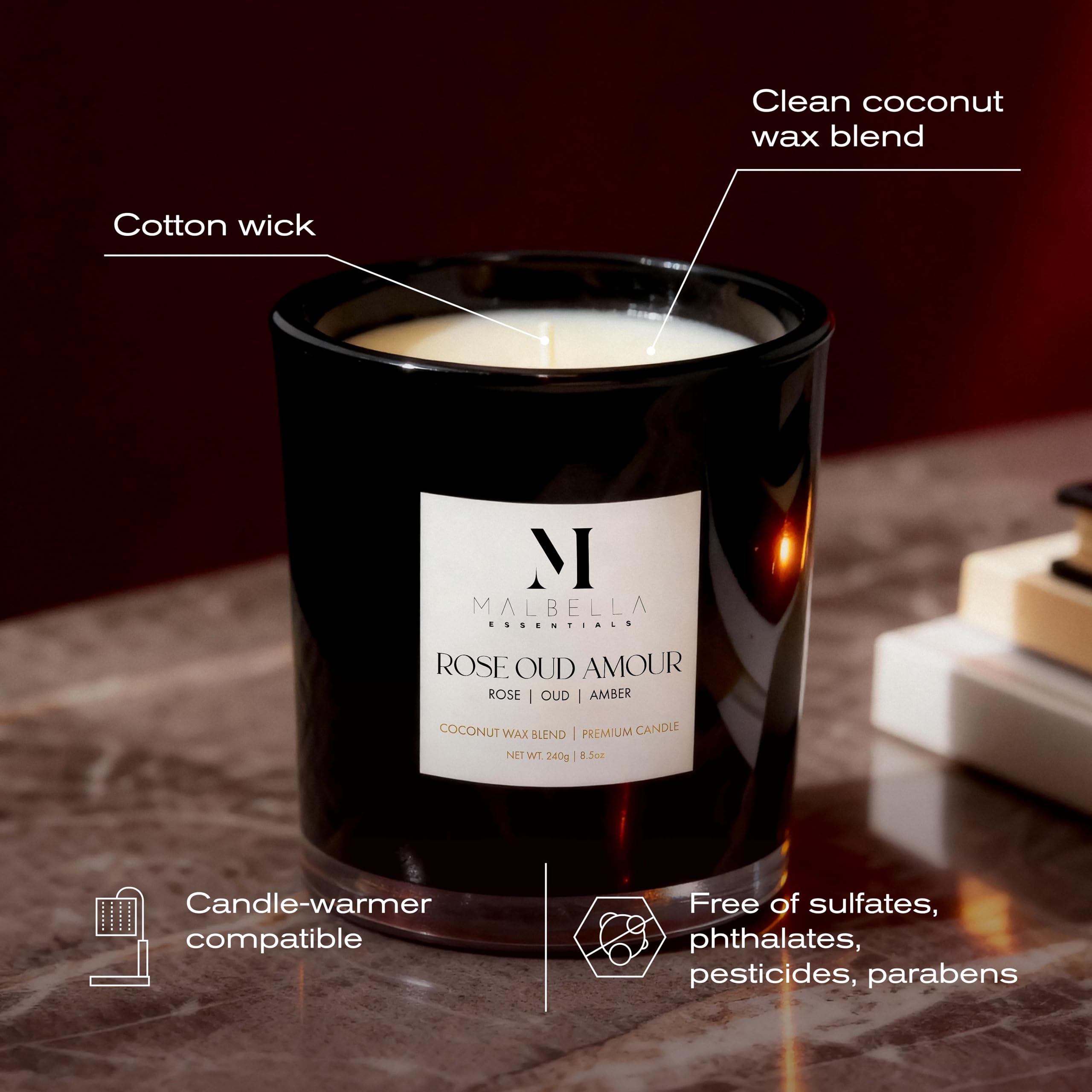 Malbella Essentials Rose Oud Amour gift box presents a luxurious self-care gift.