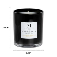 Malbella Essentials Rose Oud Amour candle warms spaces with inviting glow.