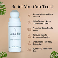 Mama Bear Oasis roll-on nerve support application on arm shows easy use