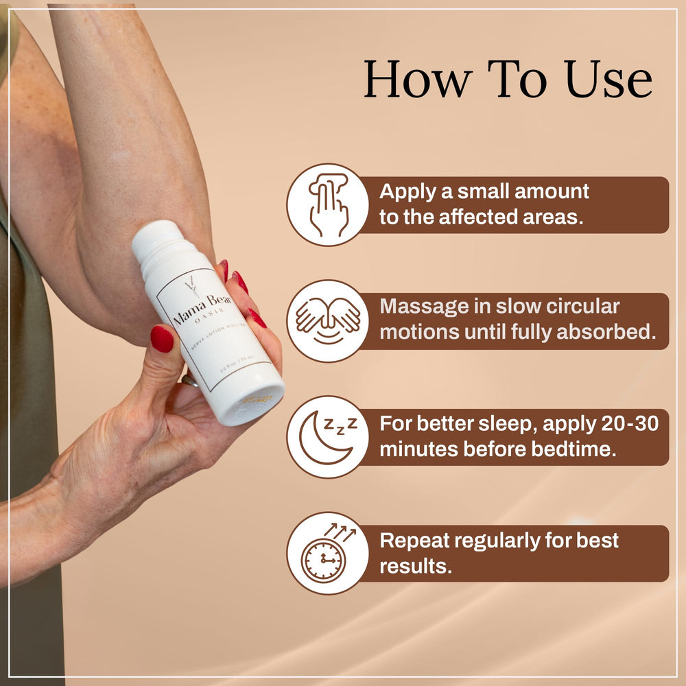 Mama Bear Oasis roll-on nerve support menthol glide delivers cooling soothing touch