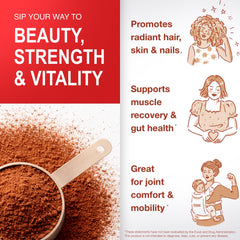 Pouring a mug of Mama Natural hot chocolate with collagen powder.