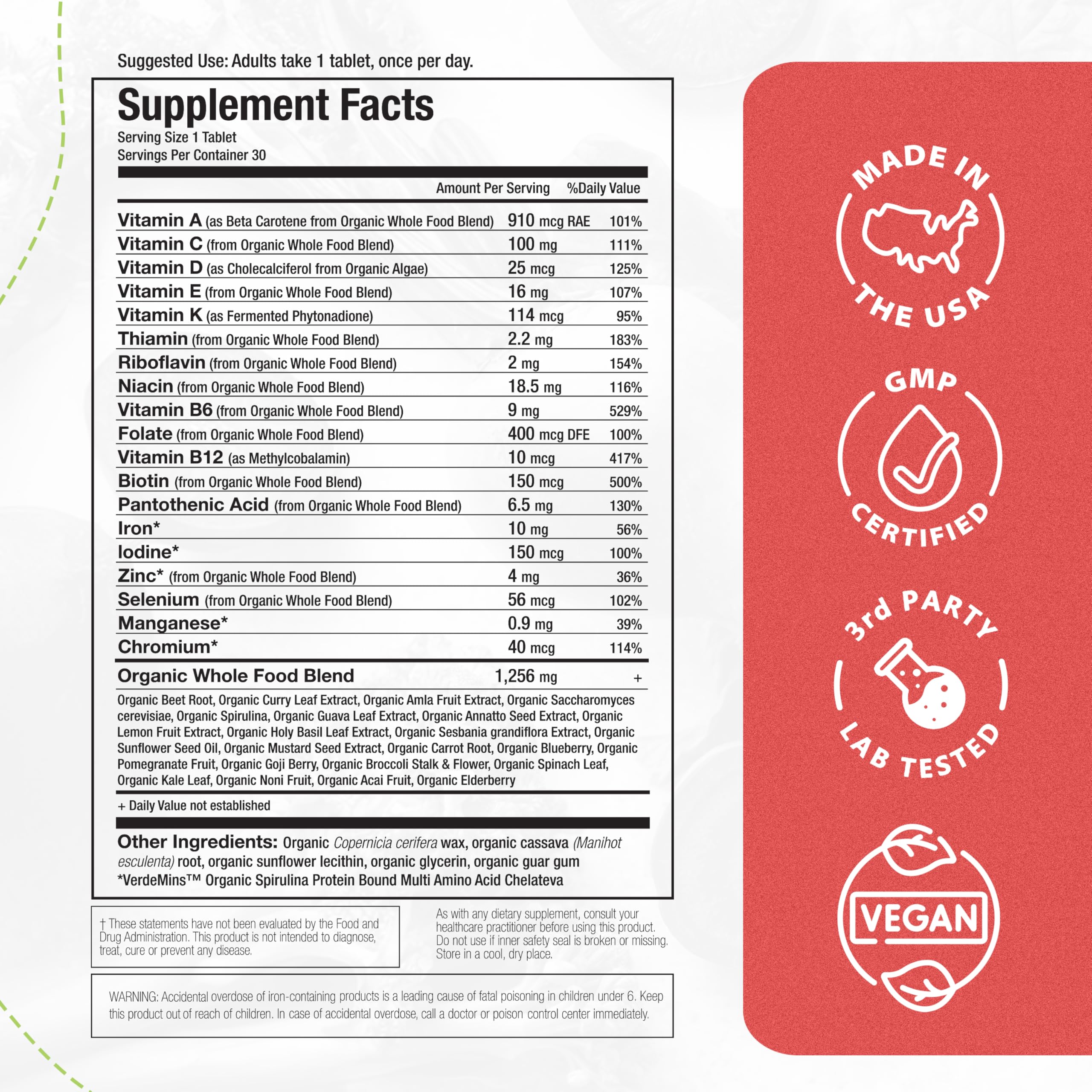 Mama Natural Organic Women's Multivitamin in hand demonstrates on-the-go use.