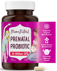 Mama Natural Prenatal Probiotics bottle front for daily gut and immune support