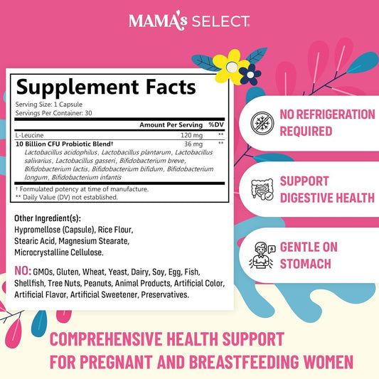 Mama's Select packaging close-up showcasing vegan, gluten-free formula for expectant moms.