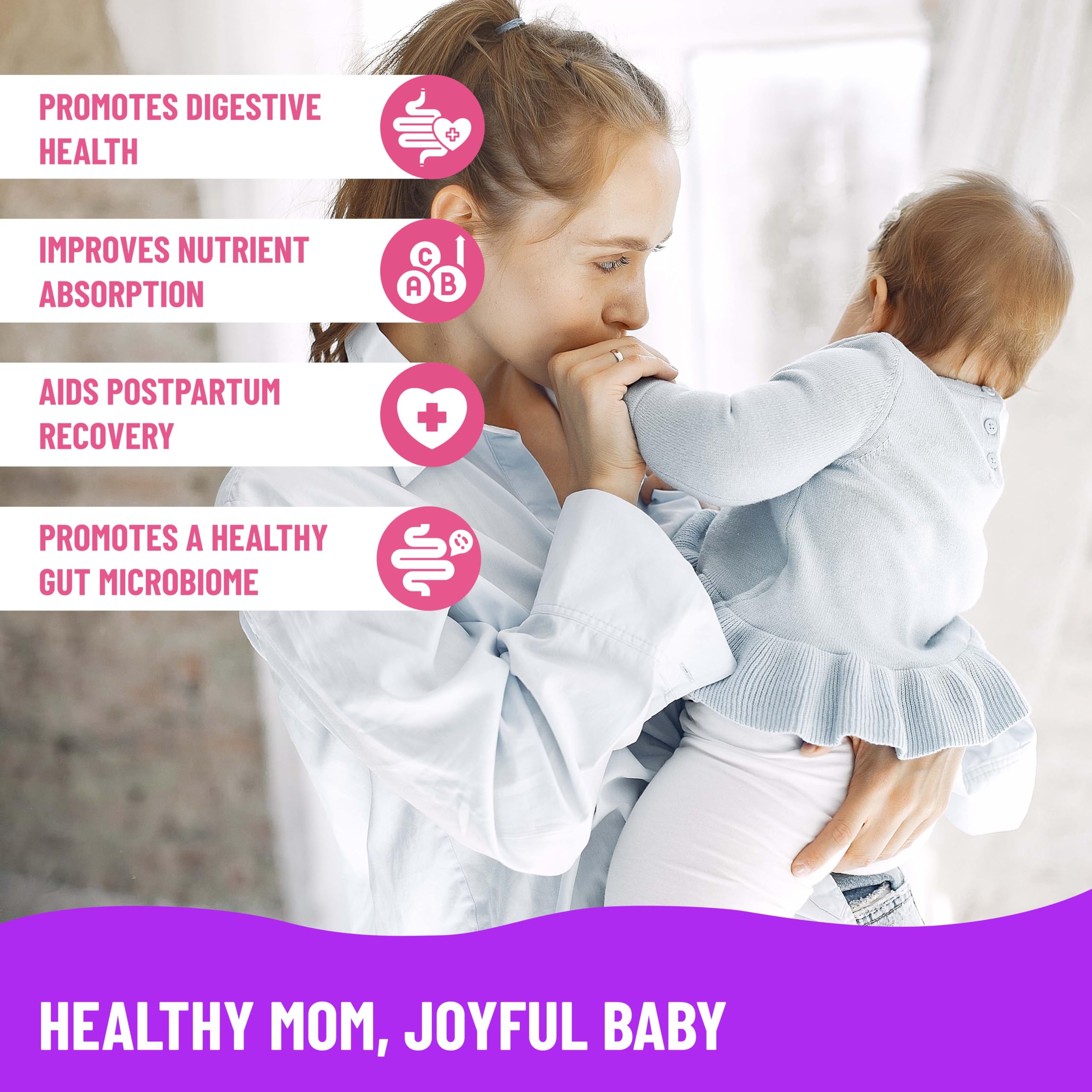 Mama's Select packaging in a cozy setting suggests postpartum recovery support.