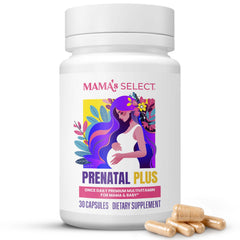 Mama's Select Prenatal Vitamins bottle with easy-to-swallow capsules for convenient daily prenatal support.
