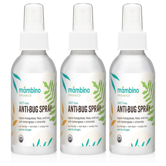 Mambino Organics Anti-Bug Spray bottle, 2.7oz, portable outdoor protection.