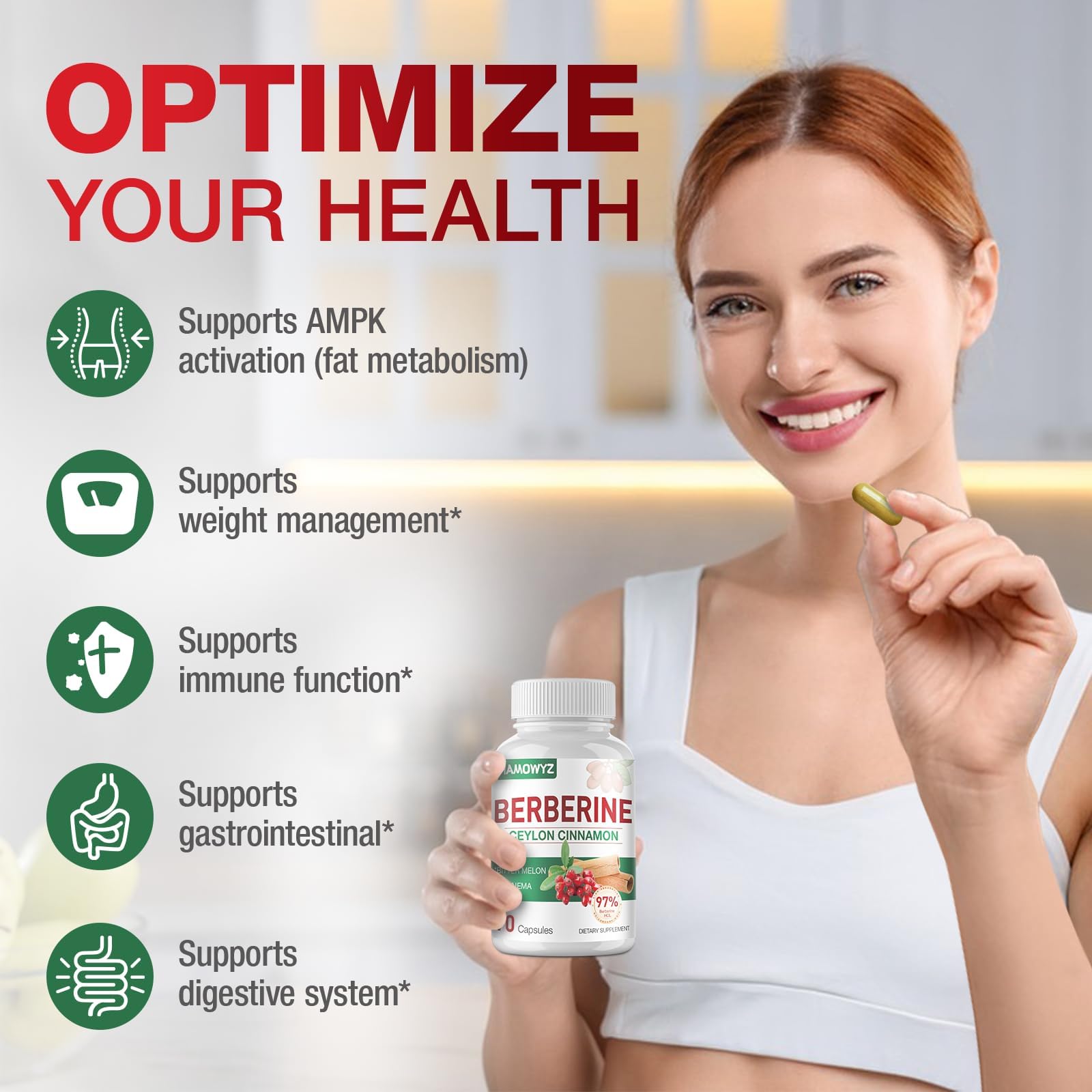 MAMOWYZ Bitter Melon Gymnema ingredients label highlighting natural blend for wellness.