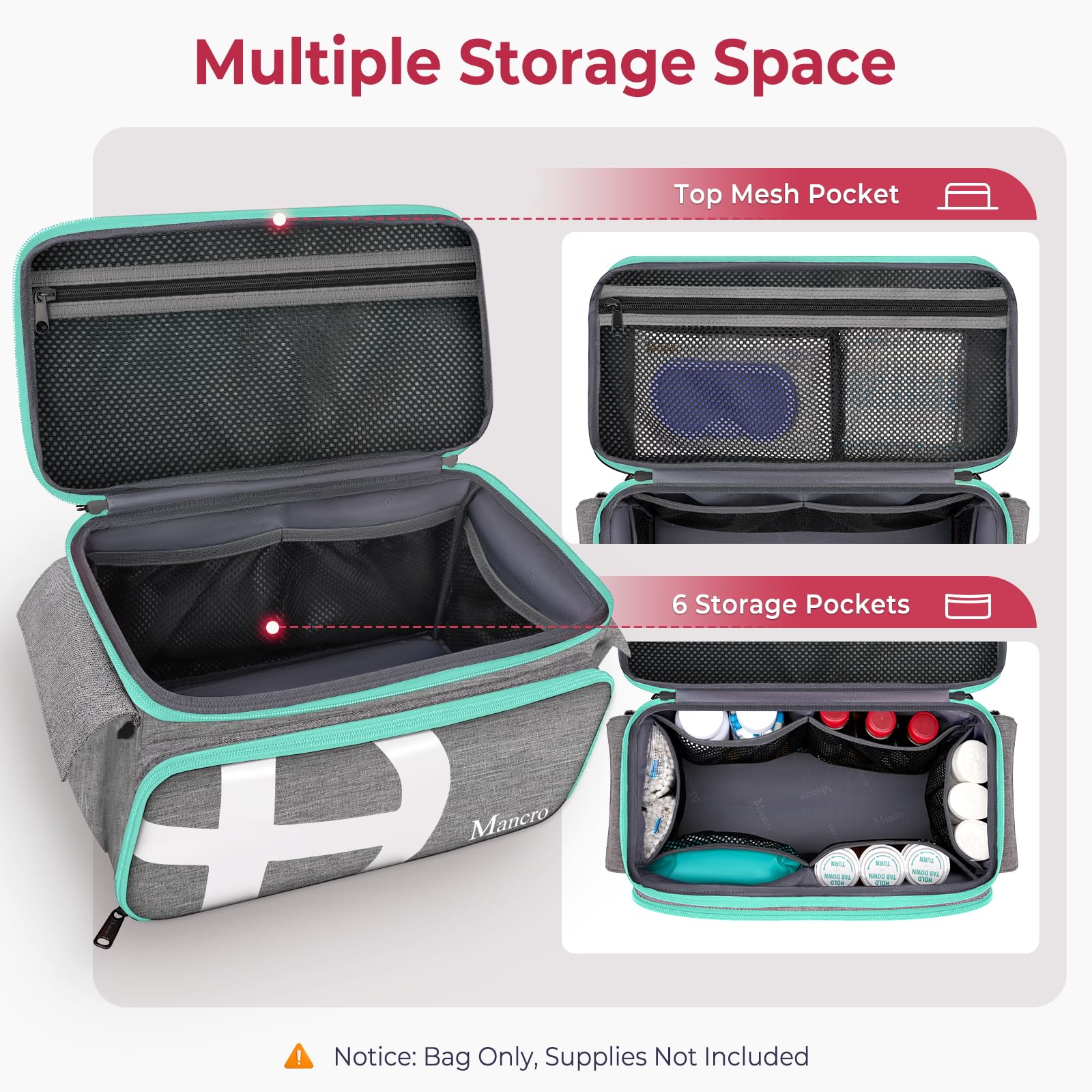 Two way lockable zippers secure contents during transport.
