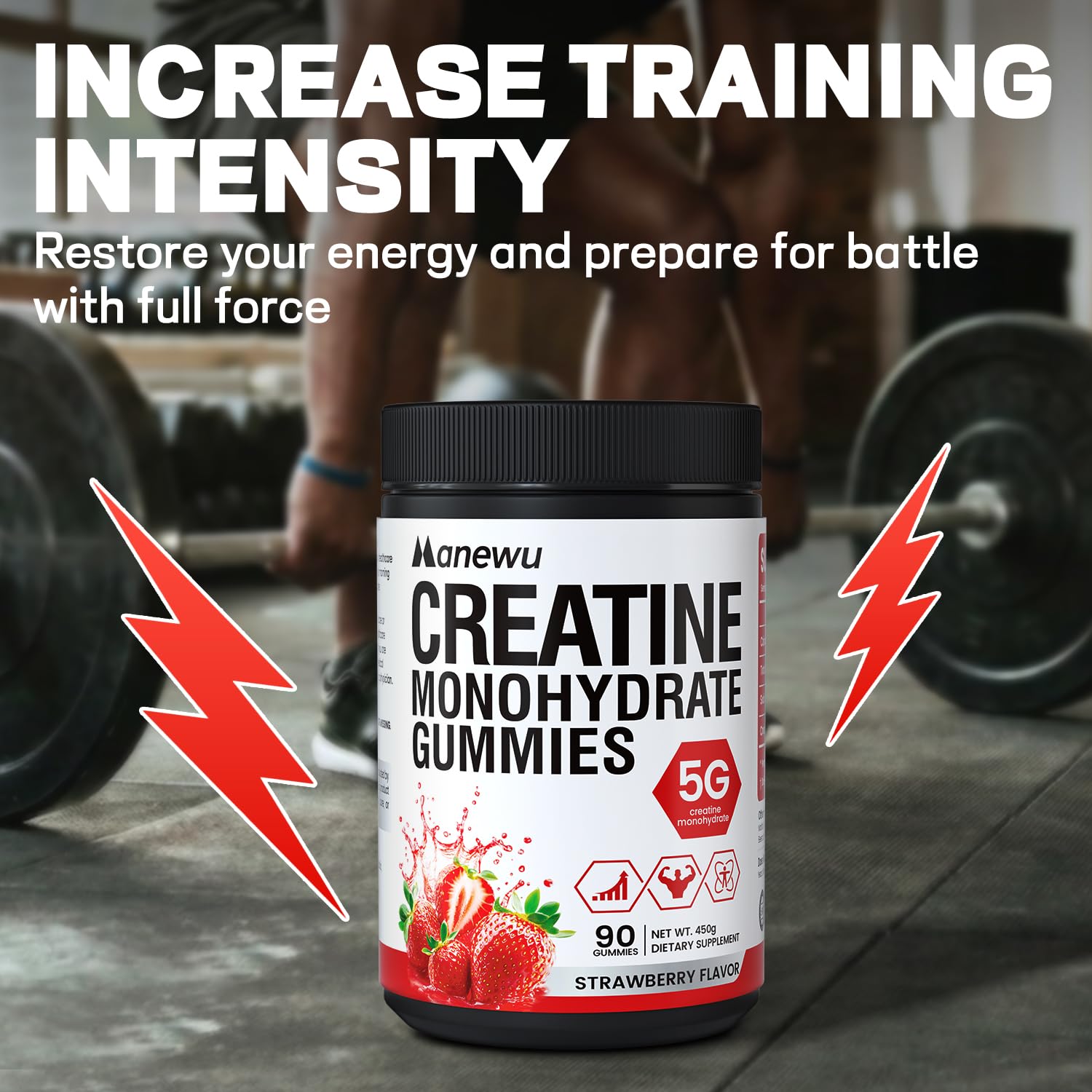 Manewu Creatine Monohydrate Gummies recovery time concept for post-exercise restoration