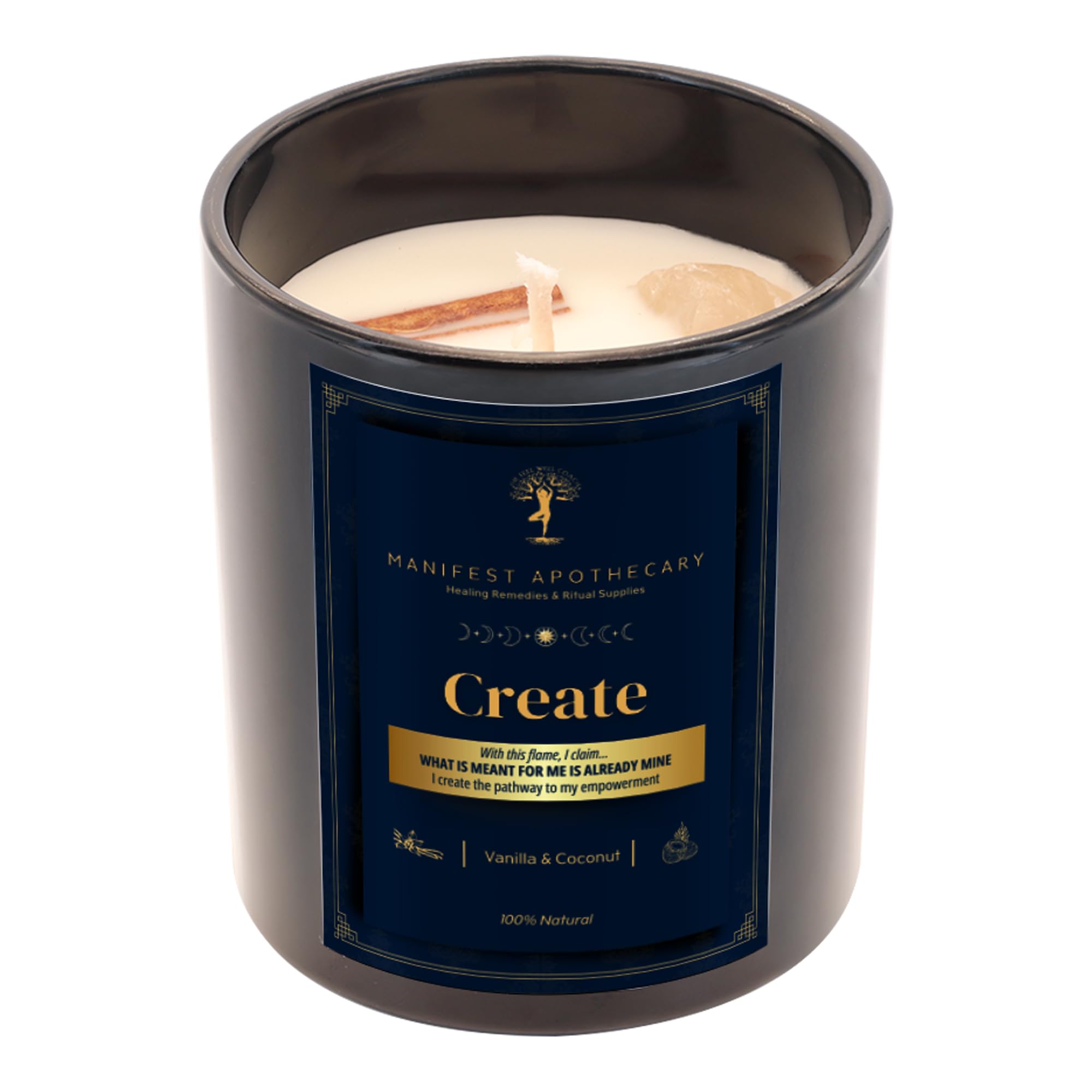 Manifest Apothecary Create vanilla coconut candle with rose quartz for creative focus