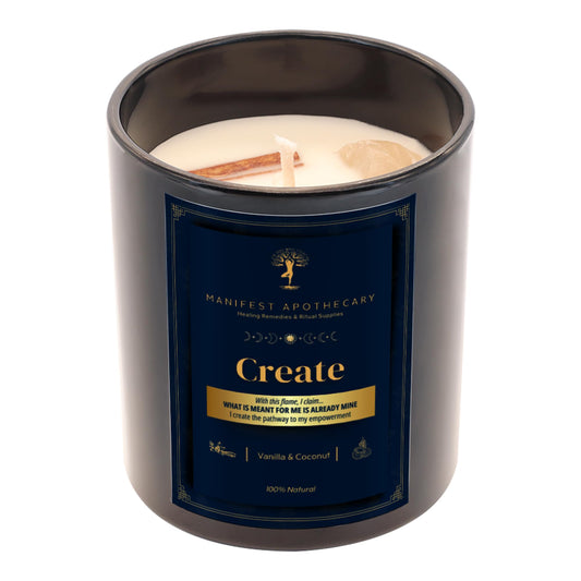 Manifest Apothecary Create vanilla coconut candle with rose quartz for creative focus