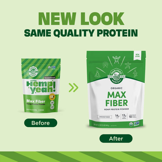 Manitoba Harvest Hemp Yeah scoop beside powder for quick smoothies.