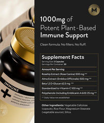Manna Immune+ bottle with a sunlight glow emphasizing vitality and energy support.