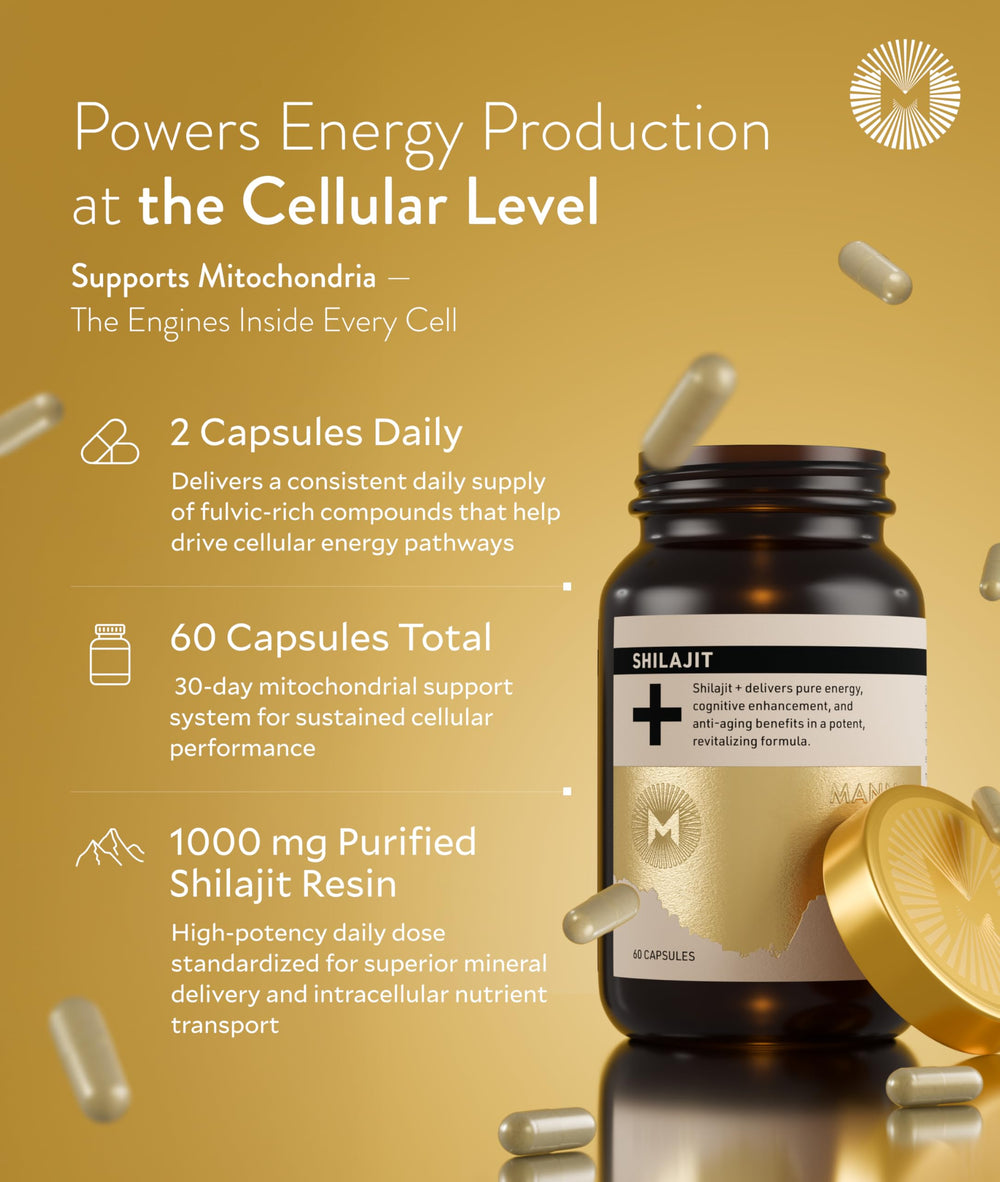 Manna Shilajit capsules pouring into hand for easy daily use