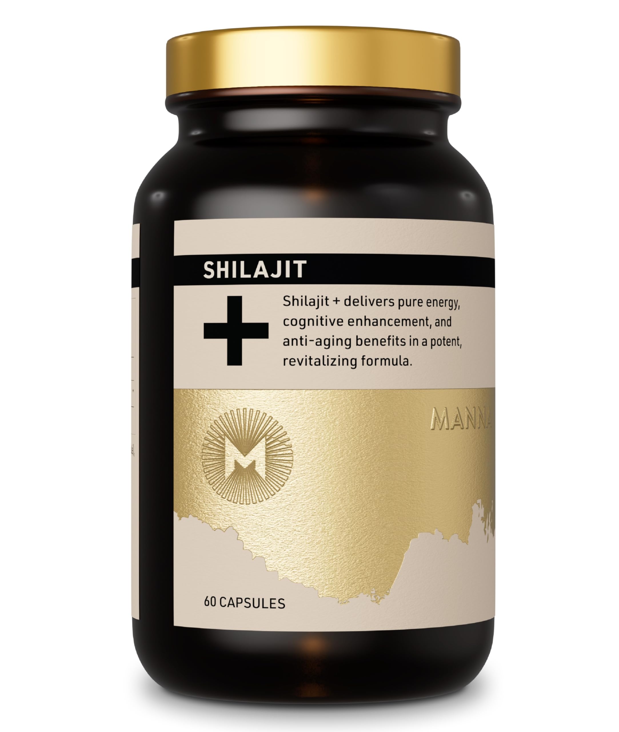 Manna Vitality Shilajit capsules bottle for daily energy and focus support