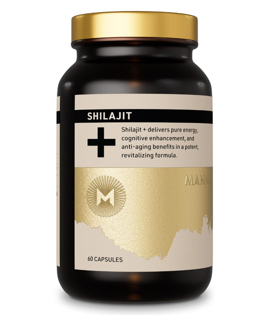 Manna Vitality Shilajit capsules bottle for daily energy and focus support
