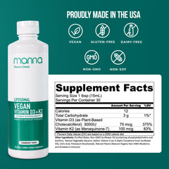 Manna Vitamins Evolved bottle pour demonstrates easy daily D3 K2 intake.