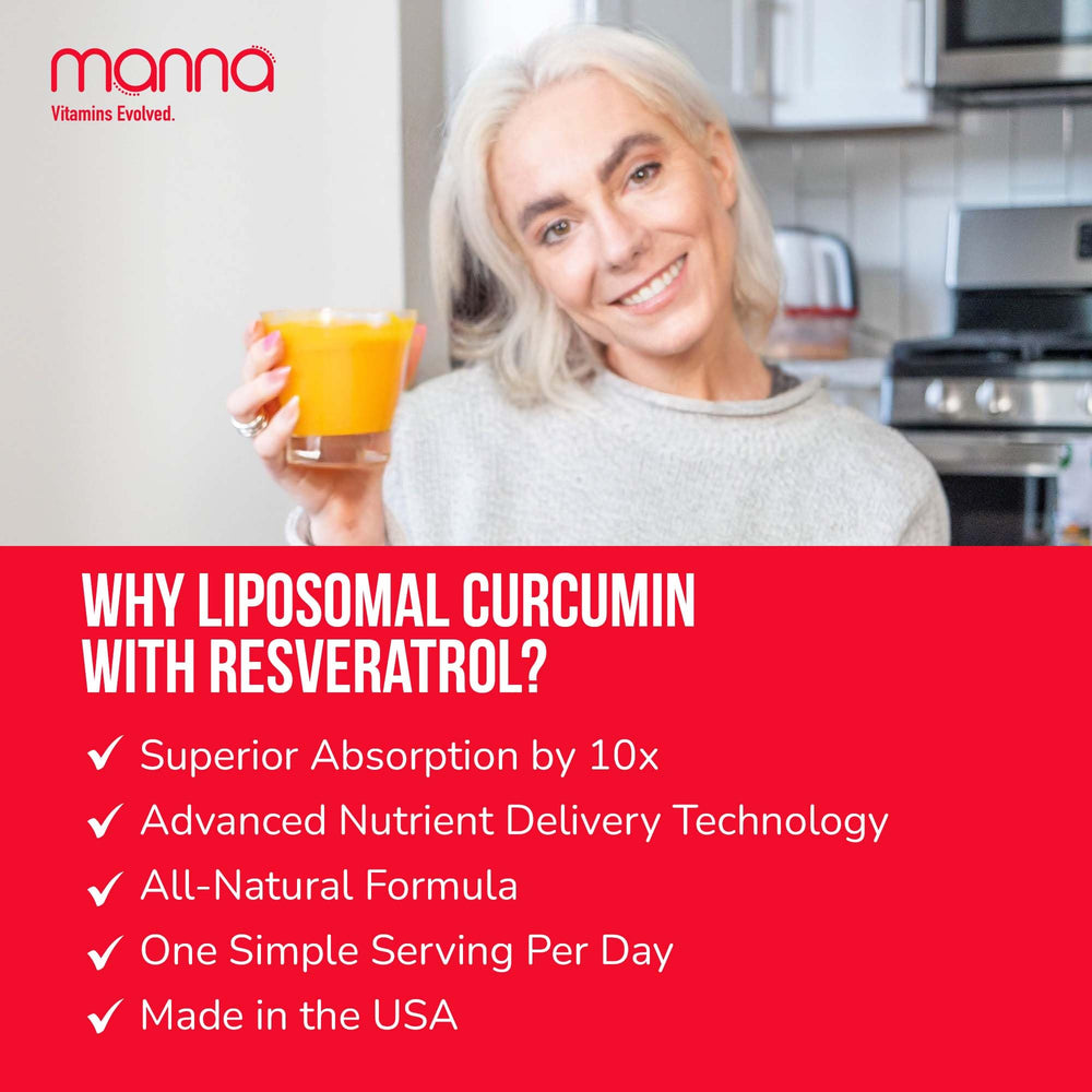 Manna Vitamins Evolved glass with liquid suggests easy integration into routines