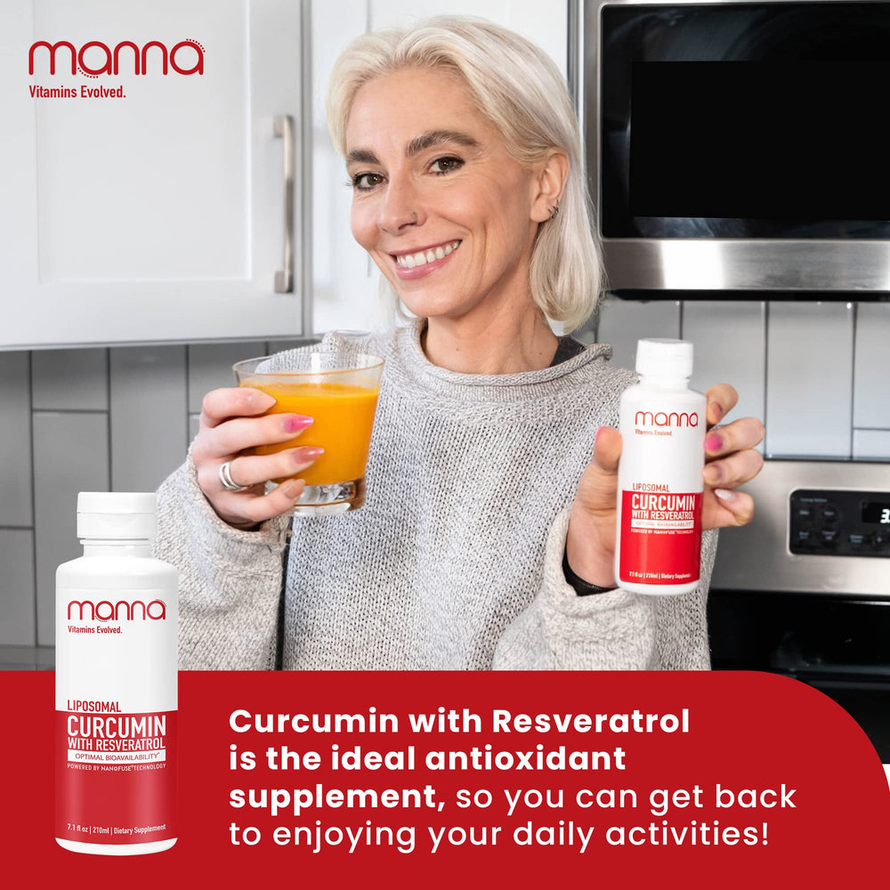 Manna Vitamins Evolved pouring shot emphasizes convenient liposomal formulation