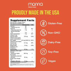 Manna elderberry extract syrup bottle highlighting real elderberry extract benefits