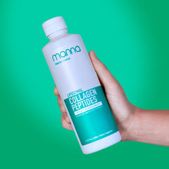 Manna Vitamins Evolved liposomal collagen bottle front highlighting skin hydration and glow potential