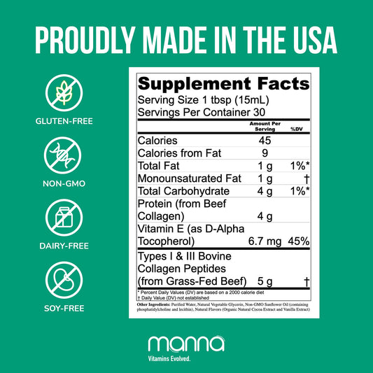 Manna liposomal collagen liquid dropper close-up for easy dosing and high absorption