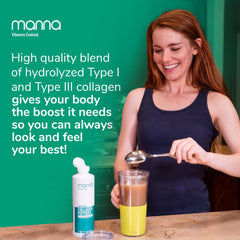 Manna liposomal collagen liquid poured into glass for convenient daily use